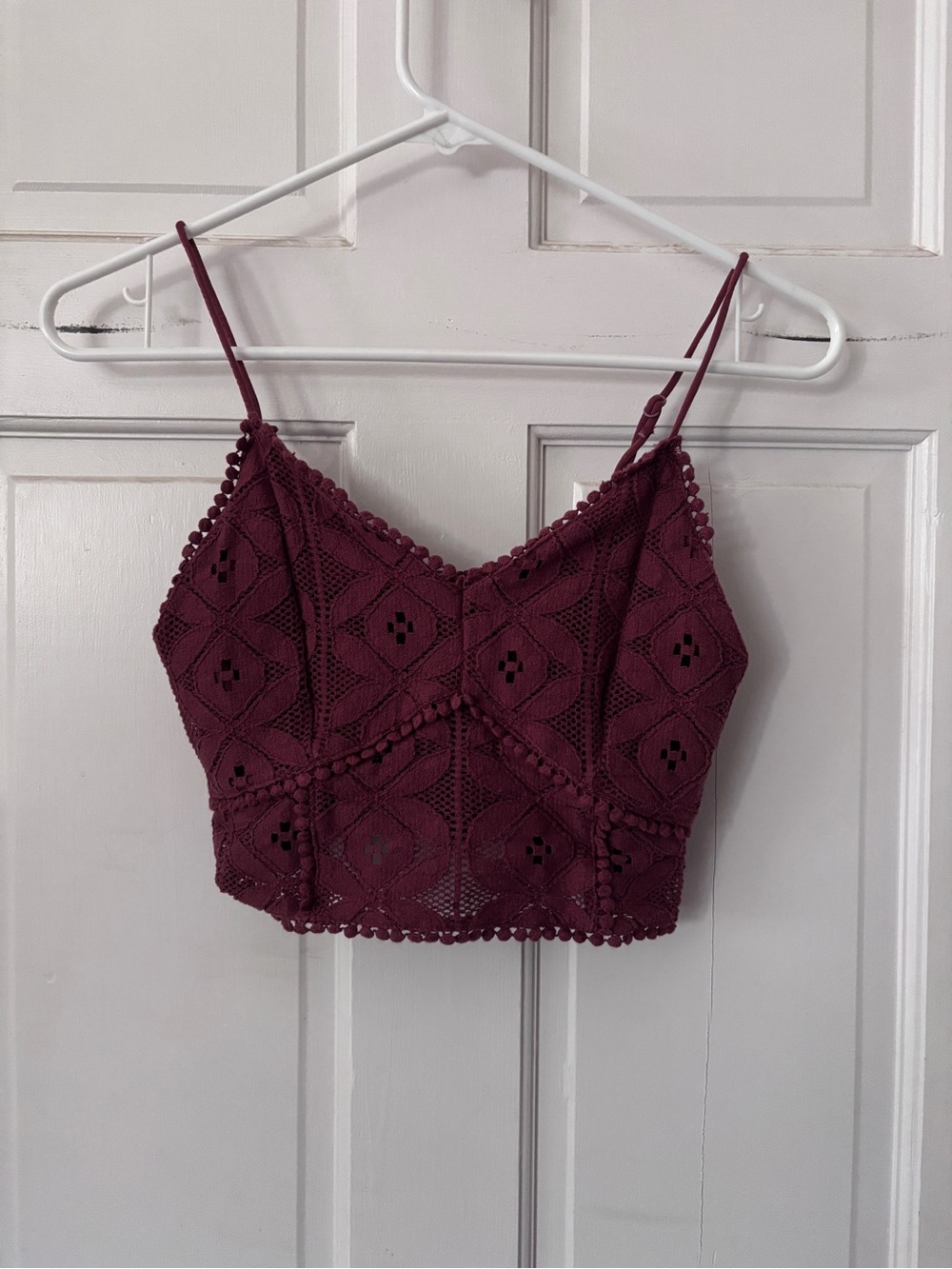 Women's Crochet Lace Crop Camisole - Plum